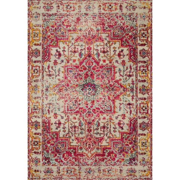 Loloi II Nadia Collection Vintage Distressed Persian Area Rug 2'-2 x 12' Runner Pink/Midnight Loloi II Nadia Collection Vintage Distressed Persian Area Rug 2'-2 x 12' Runner Pink/Midnight